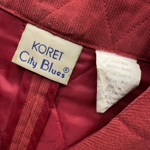 Vintage Koret City Blues Women's Quilted Jacket M Red Button Up Y2k Preppy Coat - Picture 3 of 13